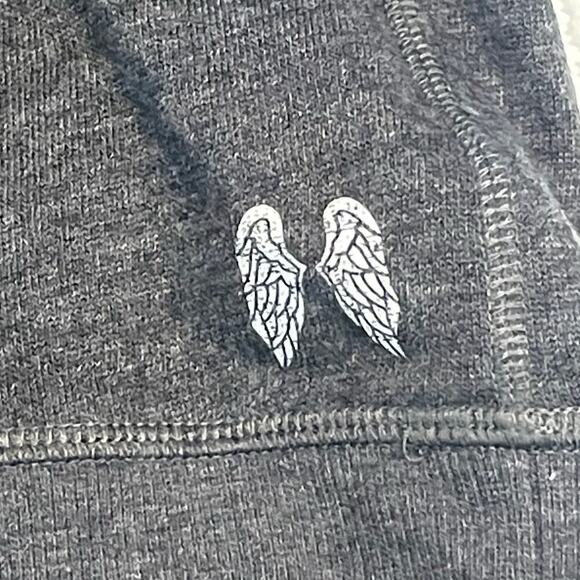 Victorias Secret Gray Holographic Y2K Angel Wing Hoodie Sequins Size Medium - Picture 5 of 6